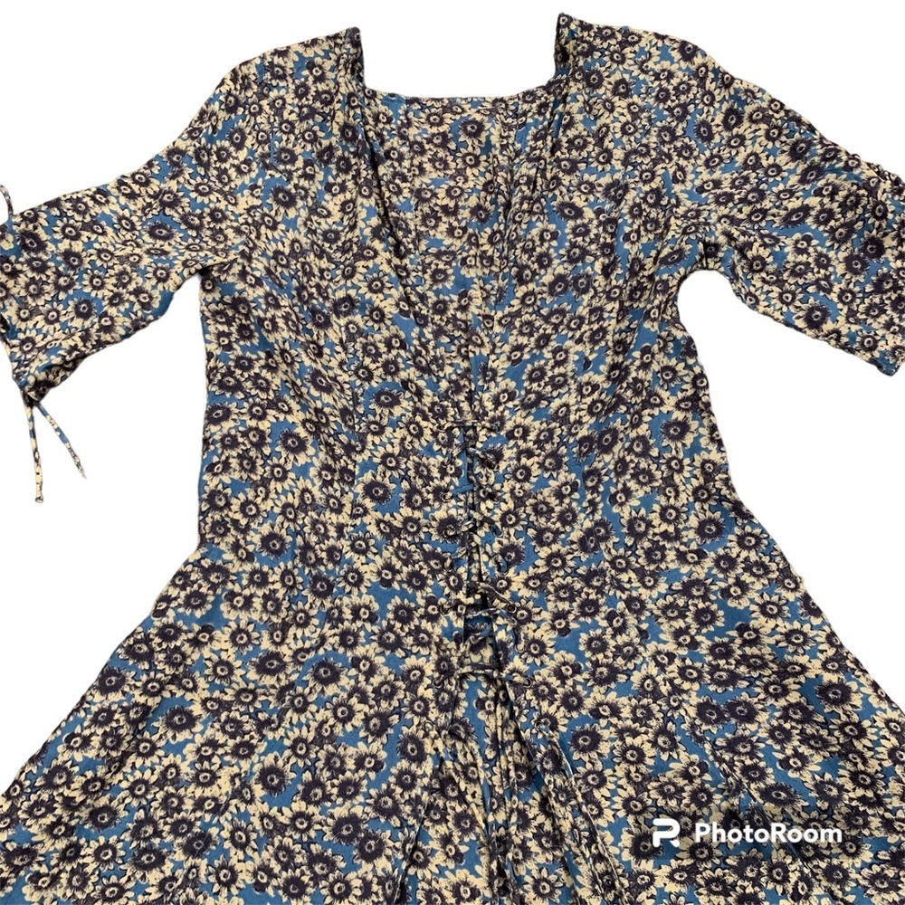 Free people Blue Floral Flare Dress Size Small - Picture 10 of 10